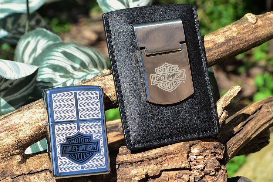 Harley Davidson Zippo Lighter Money Clip & Card Holder Set - Bar
