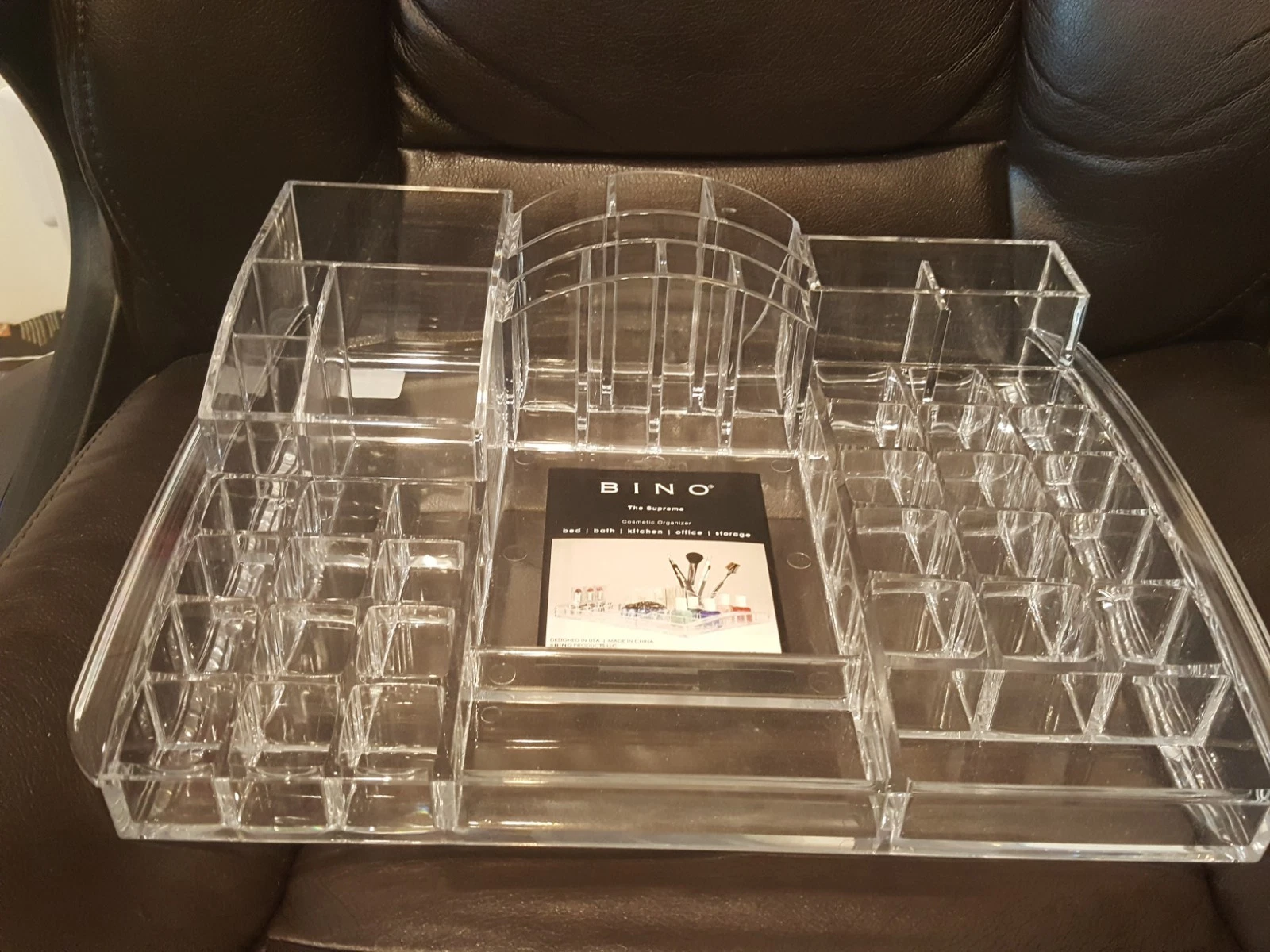 BINO ÉNORME 43 compartiments acrylique maquillage bijoux organisateur suprême NEUF avec fissure 