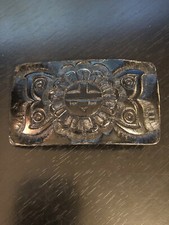 Black Leather Tooled Butterfly Belt Buckle Very Detailed Leather Back