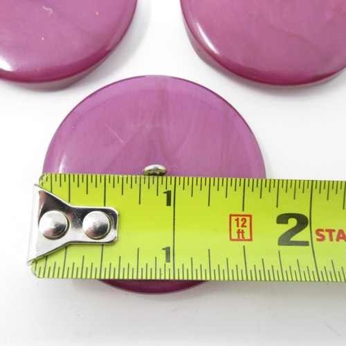 Three Large Purple Textured Metal Shank Buttons 1.75" Vintage Square in Circle - Picture 4 of 5