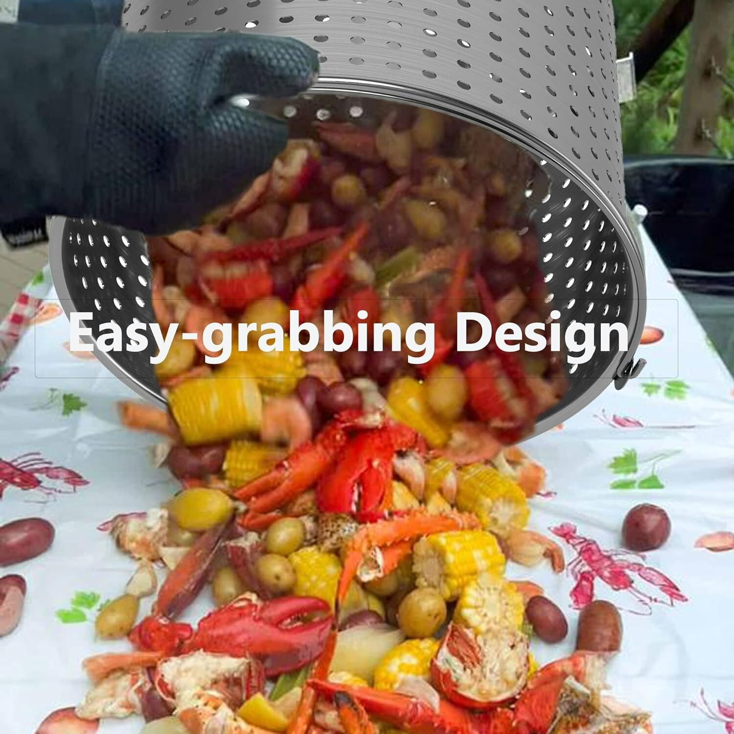 35QT Stainless Steel Seafood Boil Pot with Basket Heavy Duty Cooking