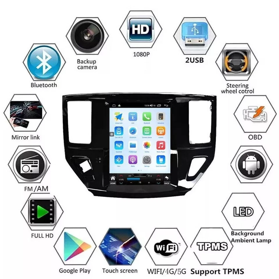 Radio de coche Android14 para Nissan Pathfinder 2012-2020 inalámbrica CarPlay GPS navegación Foto 3 de 4