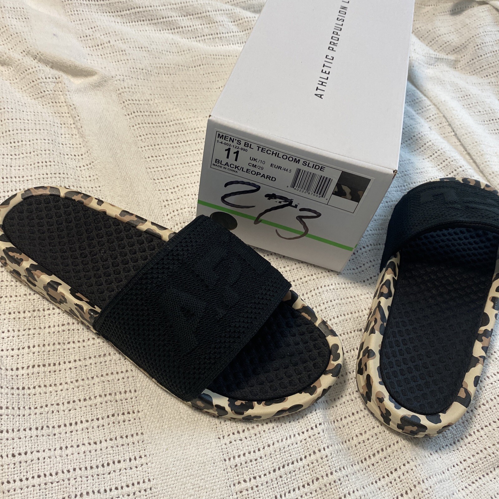 APL Uomo Techloom Slide Sandalo Trapuntato PROPULSIONE ATLETICA LABORATORI Nero Leopardato 11