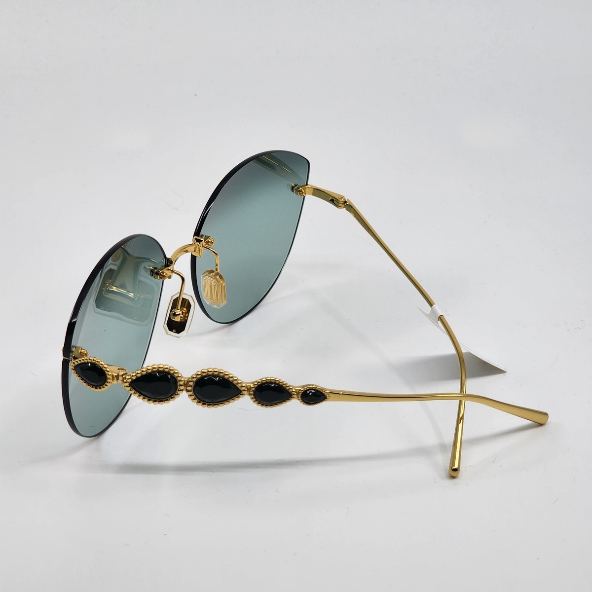 🍀BOUCHERON Cat Eye Sunglasses BC0132S 003 Gold/Black Crystal