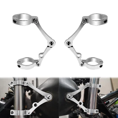 Chrome 39mm-41mm phare support de montage pour Harley café Racer Chopper XL - Photo 1/4