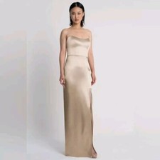 Jenny Yoo Nadia satin crepe pale gold strapless dress, size 0