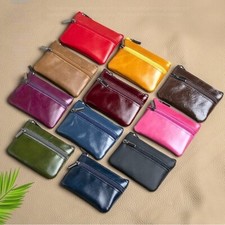 Small Coin Genuine Leather Holder Change Purse Zipper Key Card Wallet Gift New
