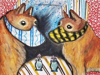FINNISH SPITZ  in Mask Collectible Dog Vintage Style Art Print 5x7 Artist KSams
