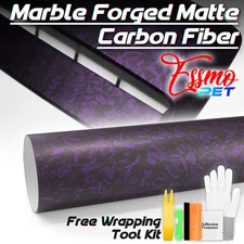 ESSMO PET Marble Forged Matte Carbon Fiber Royal Purple Car Vehicle Vinyl Wrap