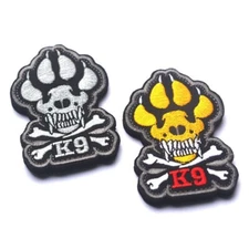 2Pcs K9 Paw Skull Bone SEAL SPECIAL WARFARE CIED EOD ROUTE CLEARANCE HOOK PATCH