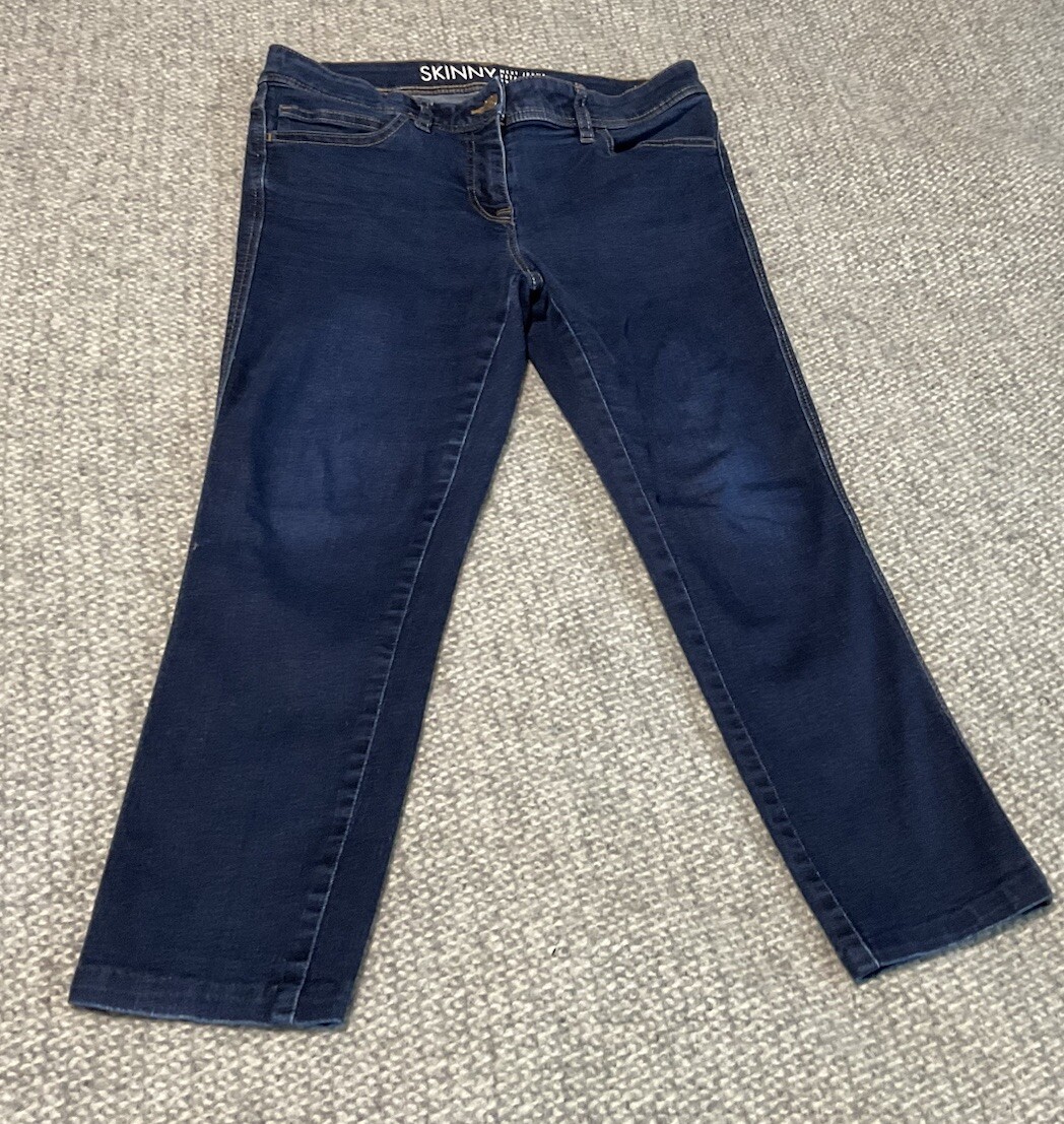 Next Crop Skinny Jeans Inside Leg 22ins Indigo Blue Size 12 50s