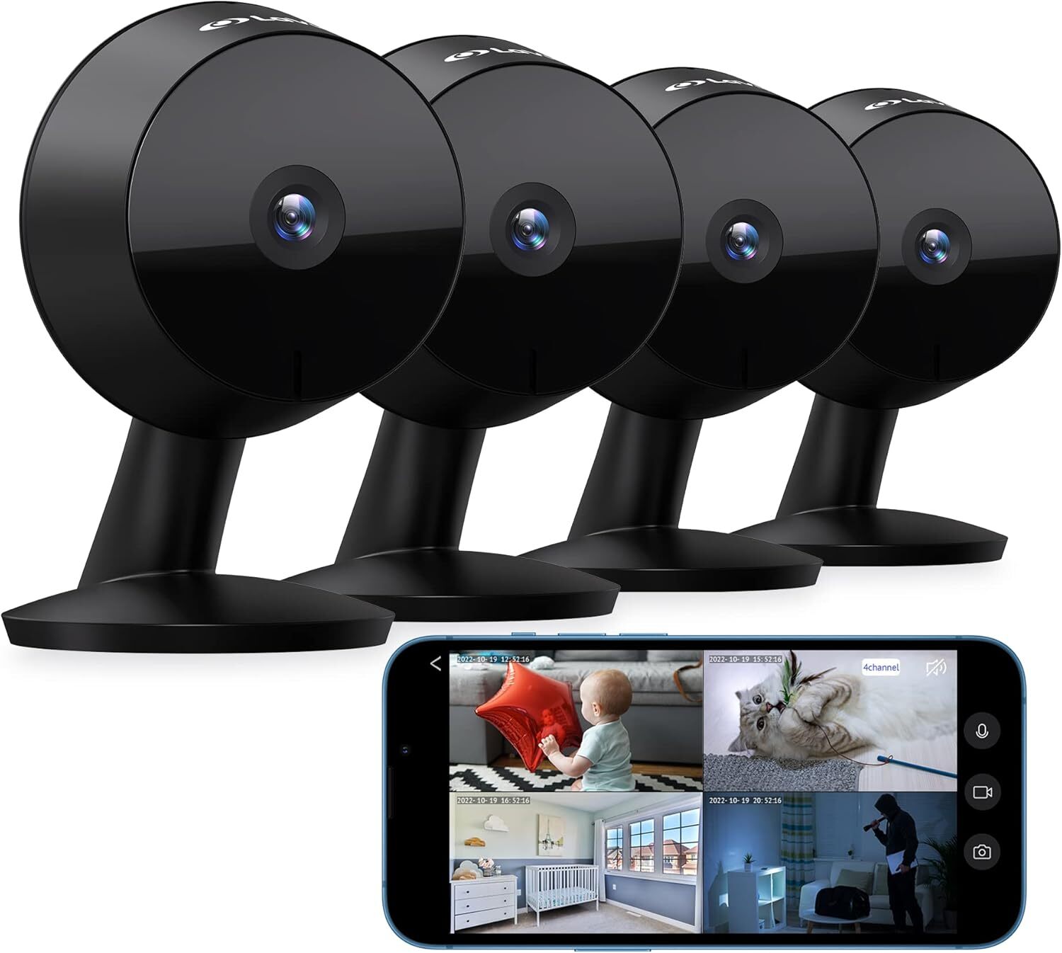 LaView 4MP 2K Indoor Home Security Camera in Black  