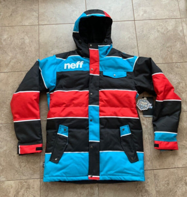 Neff Mens Snowboard Jacket - ''WINSTON'' Insulated Hooded Striped N.O.S.