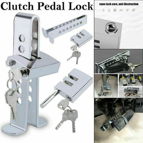 Universal Auto Car Brake Clutch Pedal Lock Anti-Theft Security Device Stainless - Picture 2 of 12