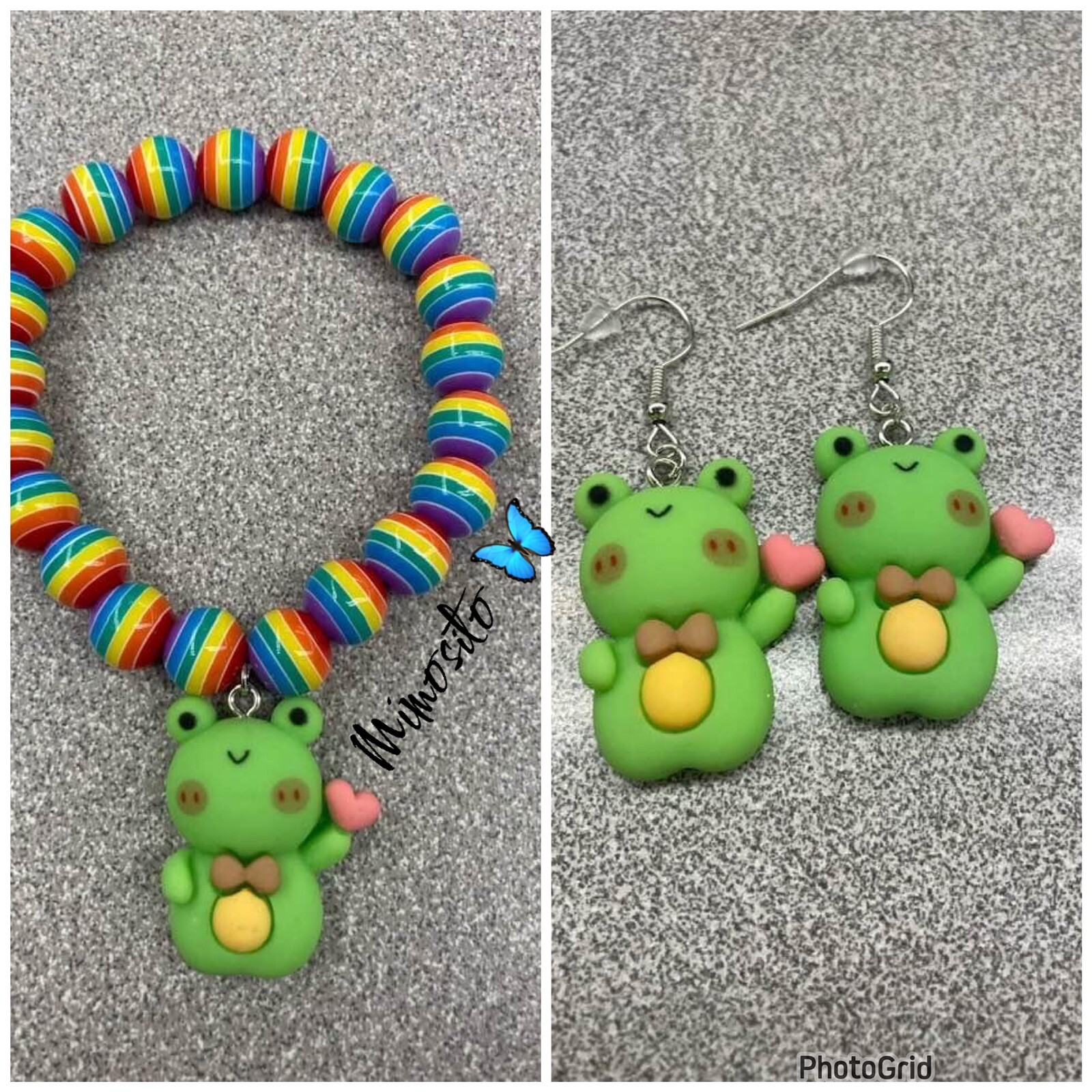 Frog Jewelry Set , Women’s Or Juniors Handmade Bracelet And Earrings No