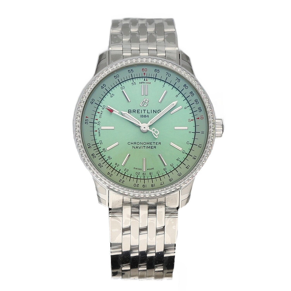 NEW Breitling A17395 Navitimer 35 mm Steel Mint Green 