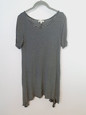 Zenana Outfitters Black And White Striped Lightweight Stretch Tunic Dress Small