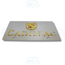 Cadillac 3d Crest Mirrored Chrome Stainless Steel License Plate Official License Cadillac 3d Crest Mirrored Chrome Stainless Steel License Plate Official License