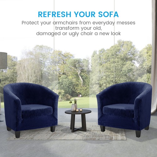 Wannenstuhl Schonbezug 2-teilig Samt Clubsessel Stuhlhussen mit Kissenbezug - Bild 20 von 99