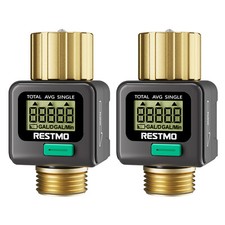 2pk Water Flow Meter, Brass Inlet & Outlet | 4 Measure Modes | Display Gallon 2pk Water Flow Meter, Brass Inlet & Outlet | 4 Measure Modes | Display Gallon - Image 1