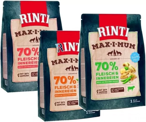 Rinti Max-i-mum, Grain Free with Chicken, Beef, Rumen / 3x 1kg Dry Food Mix