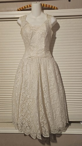 Auténtico vestido formal vintage años 50 de encaje blanco! ¿Boda? - Imagen 1 de 12