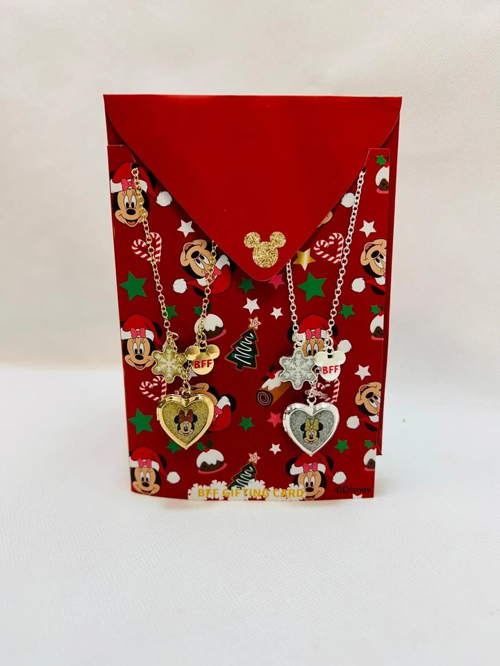 Collar Disney Minnie Mouse 2 pares de medallones y tarjetas de regalo colgante de Navidad Foto 3 de 4
