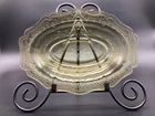 Vtg Federal Glass Patrician Spoke Amber/Yellow 10" Oval Veg. Bowl 10”x7”