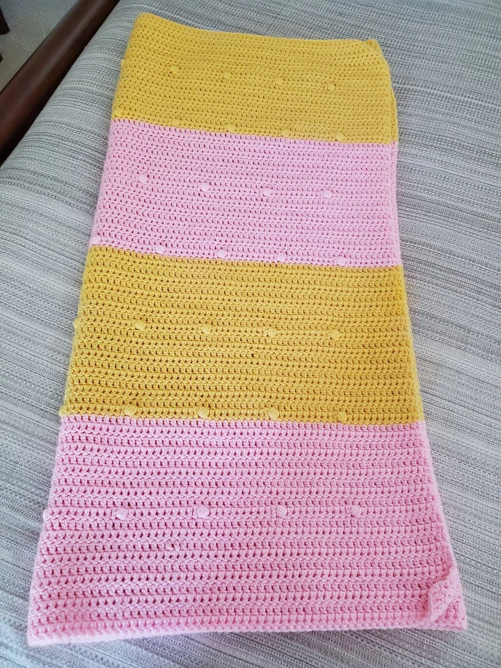 Tiro de ganchillo afgano para cama/sofá 72"x36" amarillo y rosa vibrante colores juveniles Foto 4 de 4