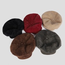 Women Men Newsboy Hat Cap Corduroy Beret Flat...
