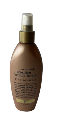 OGX Ever Straight Brazilian Keratin Therapy Flat Iron Spray Straightening 6 oz