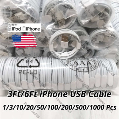 USB Charger Cable Charging Cord Lot For iPhone 5 6 7 8 X XR 11 12 13 14 Pro Max