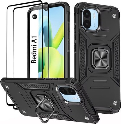 Handyhülle Silikon TPU Schwarz 360 Grad Drehbar Ringhalter für Redmi A1 A2 2
