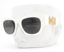 Versace Sunglasses Polished White Medusa Gray Gold Logo VE4479U 314/87 with Case