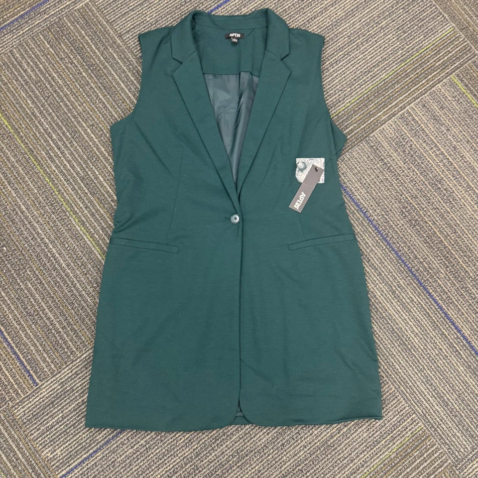 Apt 9 无袖针织西装背心职业办公室专业绿色 6 码 — 第 2/4 张图片