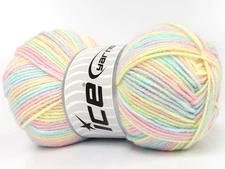 Pastel Rainbow Baby Bamboo Magic 83605 Ice Yarns Self-Striping DK Yarn 100g 262y