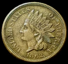 1862 INDIAN CENT SHARP LIBERTY, DIAMONDS! XF