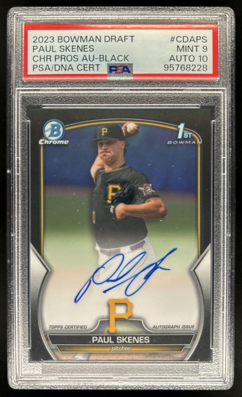 2023 Bowman Draft Paul Skenes Chrome Auto Black Refractor 1st #/75 PSA 9 10