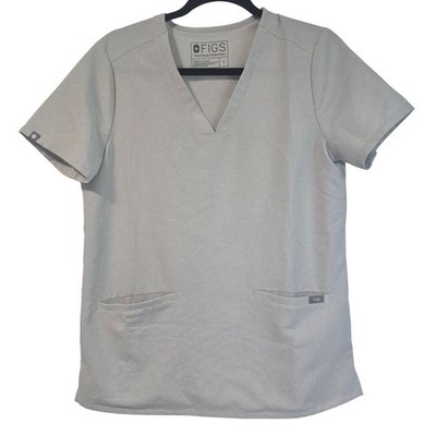 Figs Technical Collection V-Neck Scrub Top Grey Micro-Stripe FW1100 Small