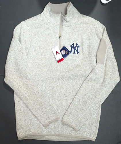 Antigua NY Yankees Oatmeal beige Fortune Half-Zip Sweater Men's Size M NWT!!