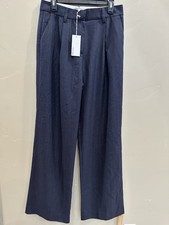 Reformation Alex Mid Rise Trousers Navy Stripe Size 8 NWT