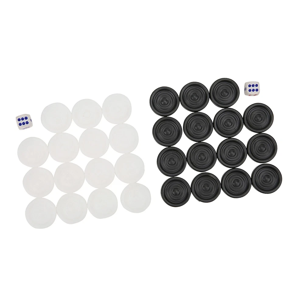 22mm Plastic Black White Backgammon Checkers Chips Pieces Set Kids Children Toy - Image 2 of 4