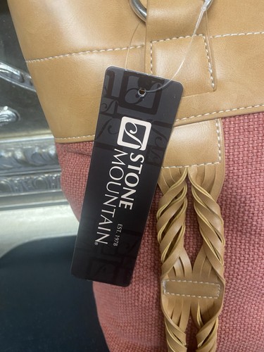 Stone Mountain Pink Papaya Tan Belmar Medium Lightweight Tote Bag Handbag NEW - Picture 3 of 4