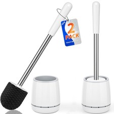 Toilet Brush, Toilet Brush and Holder with 304 Stainless Steel Handle, Space Sav