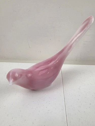 Vintage Fenton Bird of Happiness Dove Figurine Pink Rosalene Art Glass