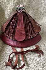 Vintage Tuareg West African Fulani Straw Leather Sun Hat Handmade