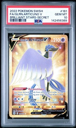 Pokémon Galarian Articuno V (Secret) 181/172 Swsh09: Brilliant Stars Holo PSA 10