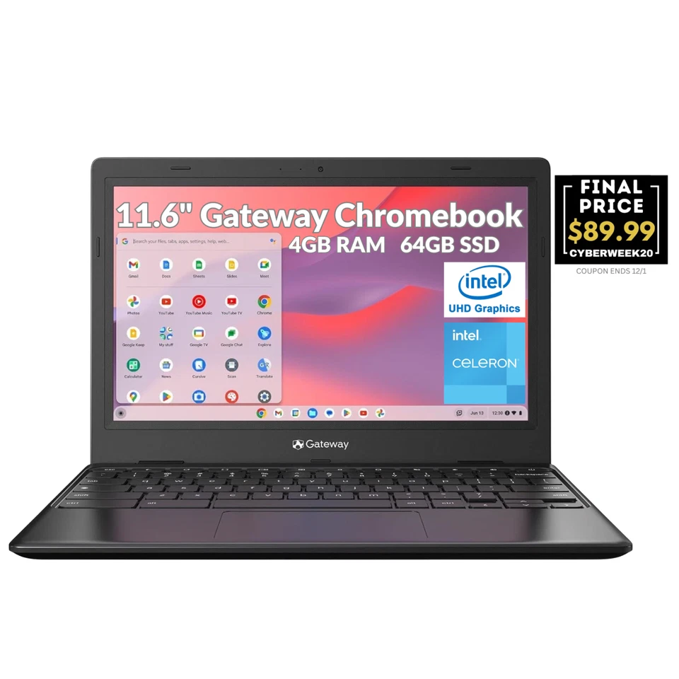Gateway 311 11.6" Chromebook Intel Celeron N4500 4GB RAM 64GB SSD Refurbished