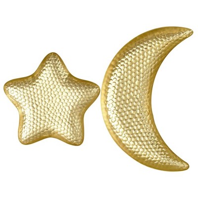  2 Pcs Hammered Star and Moon Fruit Plate Eid Mubarak Decorations for Table