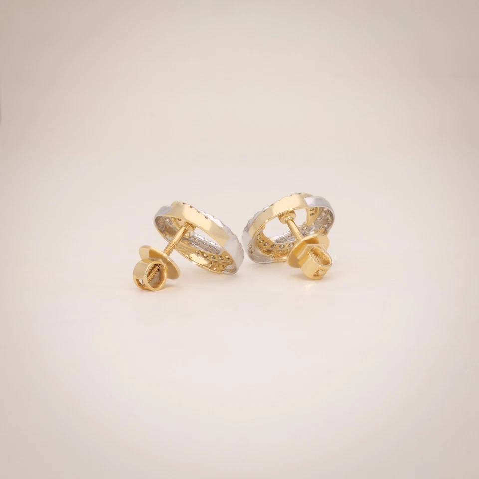 Pendientes de diamantes de oro amarillo de 18 quilates | Diamantes verdes y naranjas | Brillo de 2 tonos Foto 2 de 4